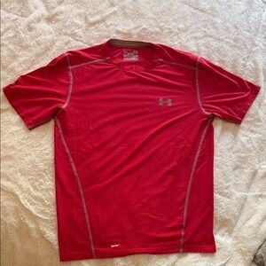 Under Armour Men's Red Performance Short Sleeve Tee with Gray Accents